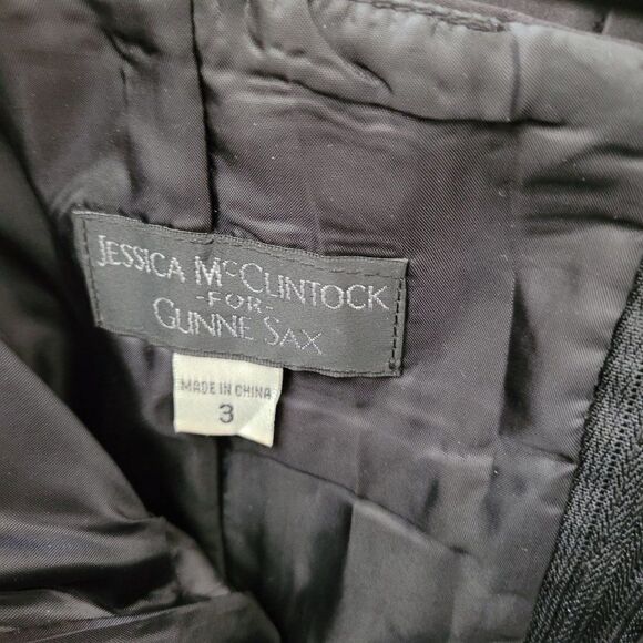 Vtg Jessica McClintock Dress XS Black Upcycled Day Of The Dead Fit & Flare Mini - Picture 4 of 9